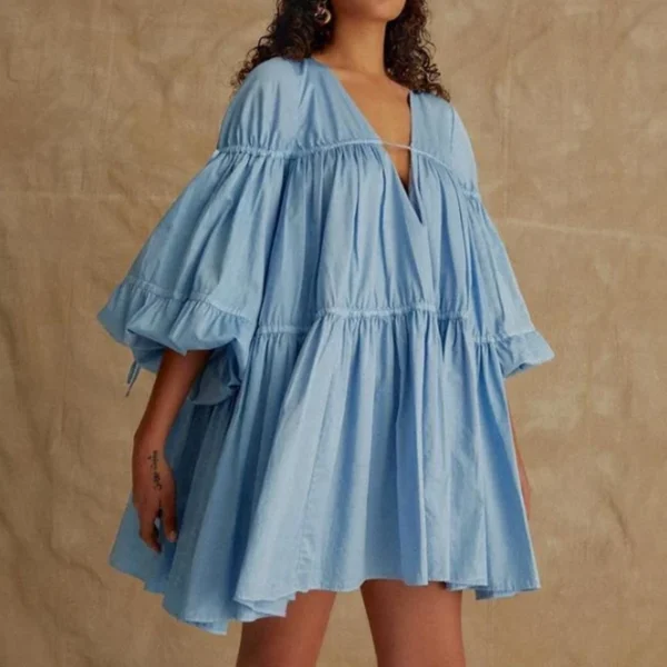 Oversized Gathered Smock Women's Dress