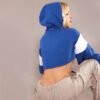 Blue New York Crop Zip Panel Detail Hoodie Blue New York Crop Zip Panel Detail Hoodie