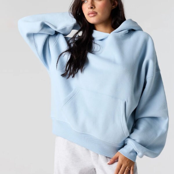 Light Blue Luxe Fleece Boxy Hoodie