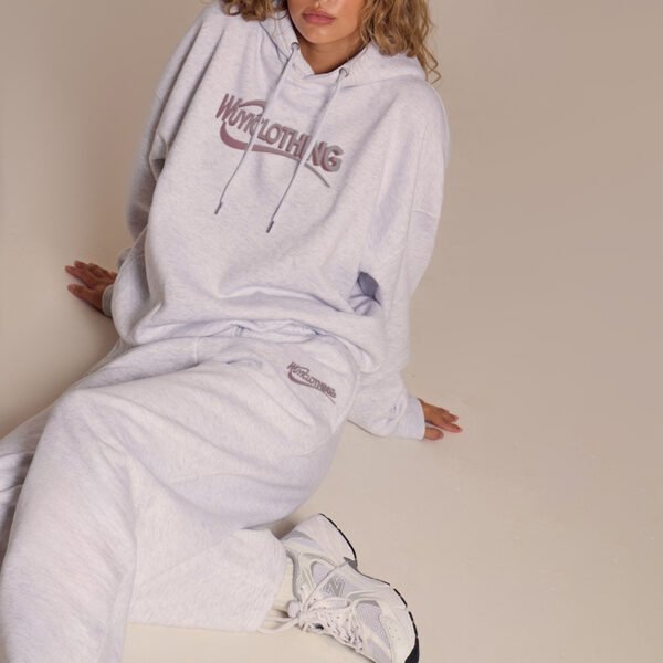 Ice Grey Puff Print Oversized Hoodie Ice Grey Puff Print Oversized Hoodie