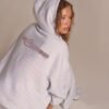 Ice Grey Puff Print Oversized Hoodie Ice Grey Puff Print Oversized Hoodie