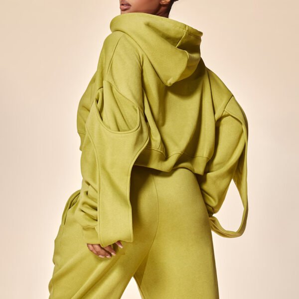 Plus Moss Green Strap Detail Cropped Hoodie Plus Moss Green Strap Detail Cropped Hoodie