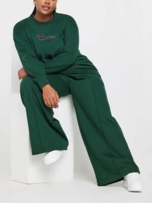 Forest Green Sweatshirt And Wide Leg Jogger