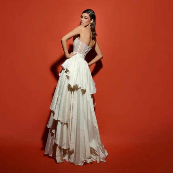 Claire Vanilla Tiered Gown