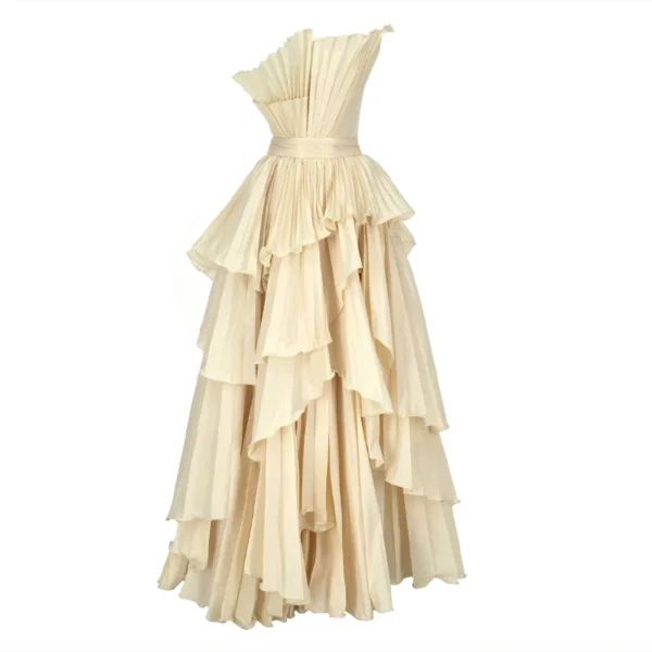 Claire Vanilla Tiered Gown