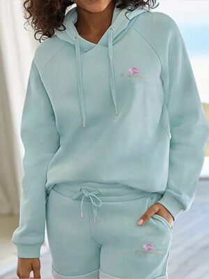 Print Logo Drawstring Loose Long Sleeve Hoodie