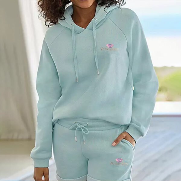 Print Logo Drawstring Loose Long Sleeve Hoodie