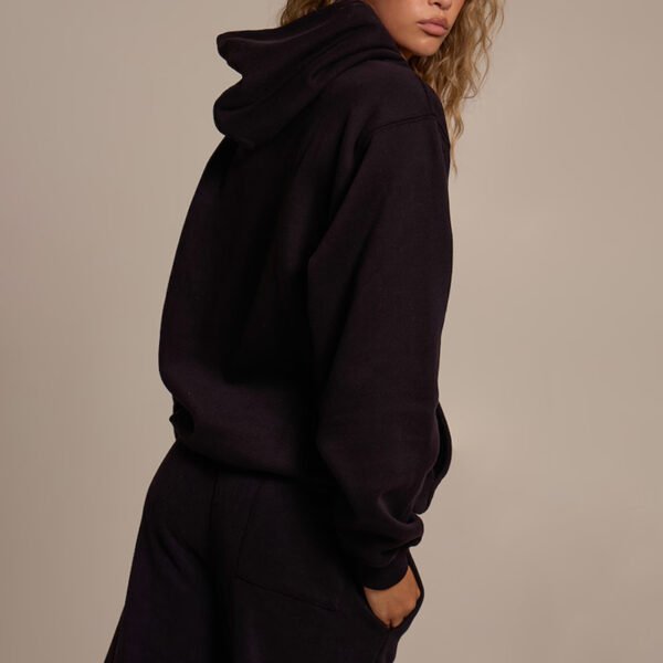 Black Cotton Fleece Pullover Hoodie Black Cotton Fleece Pullover Hoodie