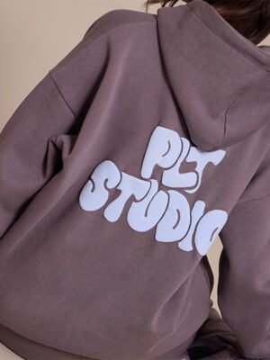 Charcoal WUYI Studio Print Oversized Hoodie Charcoal WUYI Studio Print Oversized Hoodie