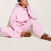 Pink Cotton Fleece Pullover Hoodie