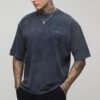 Tall Oversized Boxy Heavyweight Washed Pocket Applique T-Shirt