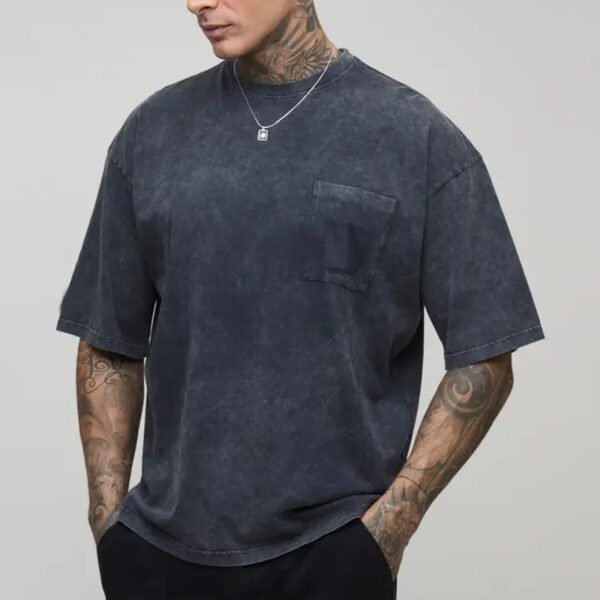 Tall Oversized Boxy Heavyweight Washed Pocket Applique T-Shirt