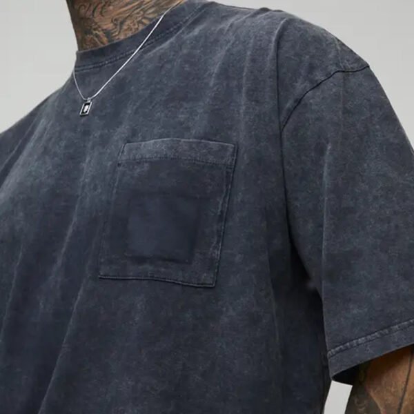 Tall Oversized Boxy Heavyweight Washed Pocket Applique T-Shirt