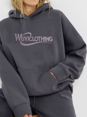 Grey High Neck Pocket Tracksuit Hoodie