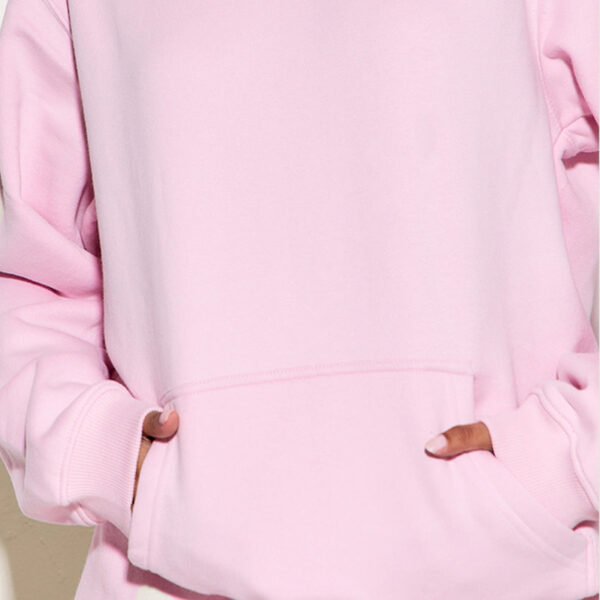 Pink Cotton Fleece Pullover Hoodie