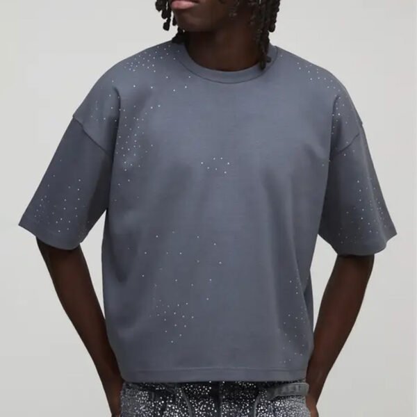 Oversized Shrunken Boxy Rhinestone Heavyweight Interlock T-Shirt Oversized Shrunken Boxy Rhinestone Heavyweight Interlock T-Shirt