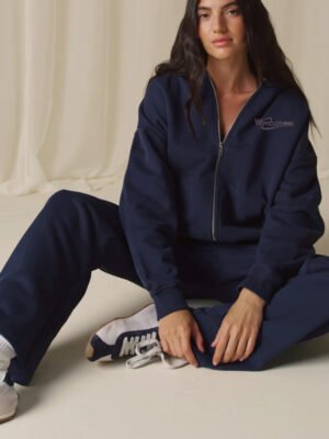 Navy Blue Varsity Zip Through Hoodie Navy Blue Varsity Zip Through Hoodie