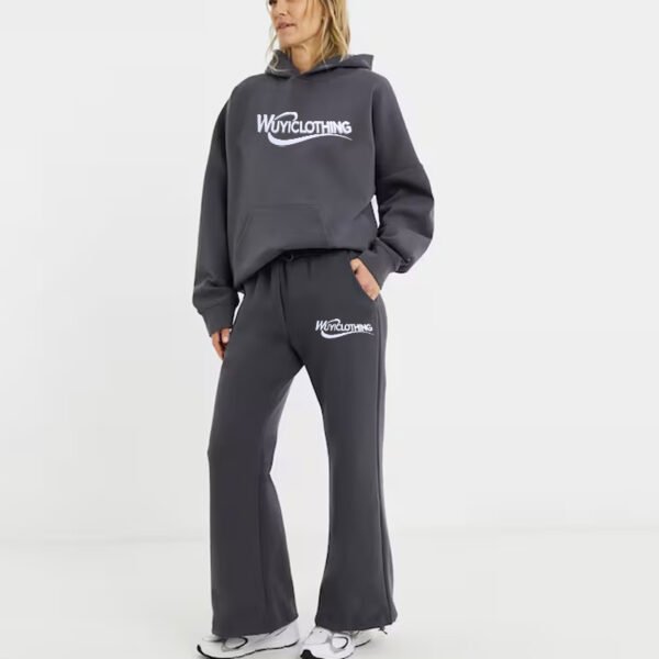 Grey High Neck Pocket Tracksuit Hoodie