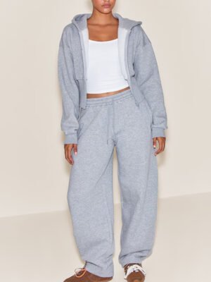 Grey Marl Barrel Leg Sweatpants