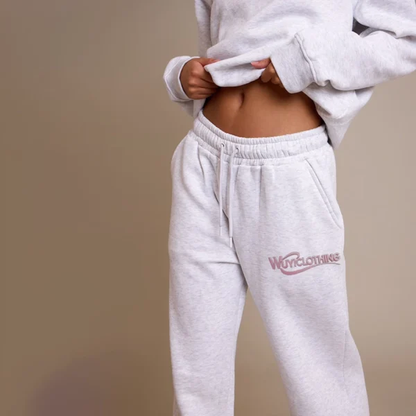 Ash Grey Wide Leg Boston Usa Print Sweatpants