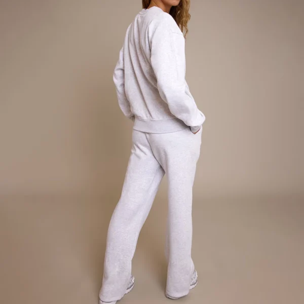 Ash Grey Wide Leg Boston Usa Print Sweatpants