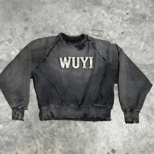 WUYI Washed Distressed Sweatshirt WUYI Washed Distressed Sweatshirt