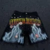 Flame Rhinestone Denim Shorts Flame Rhinestone Denim Shorts