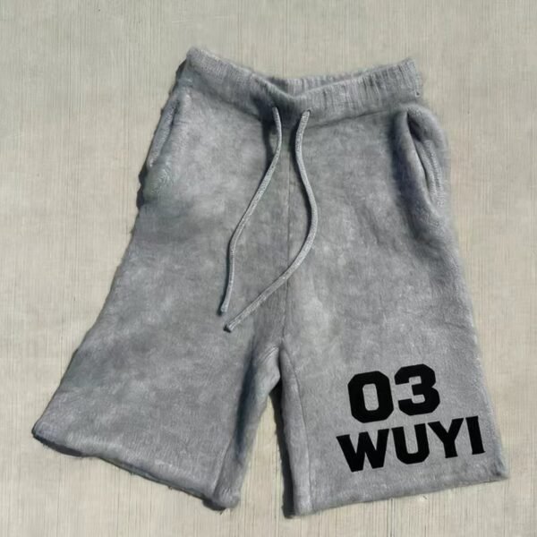WUYI 03 Fuzzy Grey Sweat Shorts