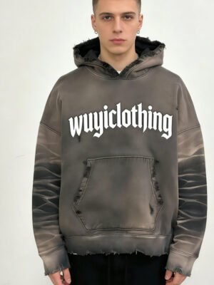 WUYICLOTHING Washed Distressed Hoodie WUYICLOTHING Washed Distressed Hoodie