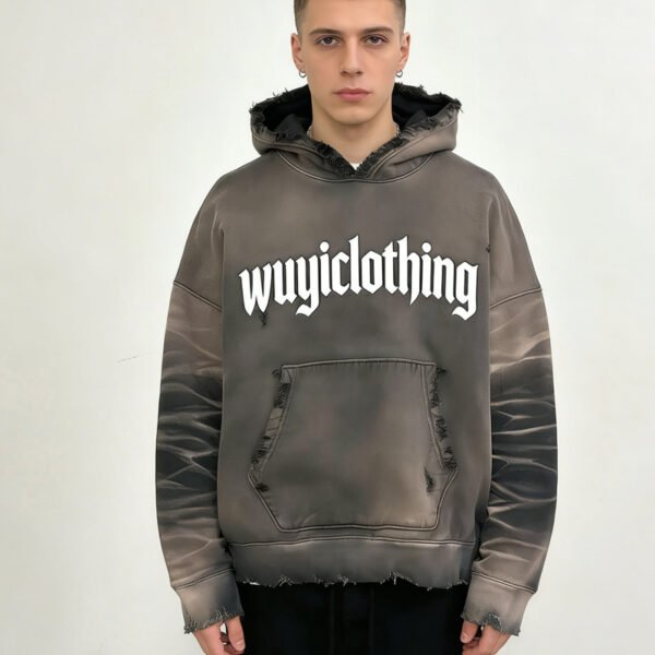 WUYICLOTHING Washed Distressed Hoodie WUYICLOTHING Washed Distressed Hoodie
