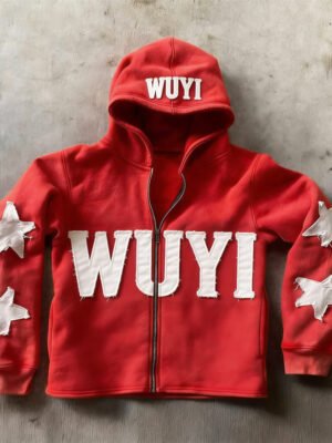 Explore More Articles from WUYI Apparel Want to learn more about styling essentials hoodies or other apparel tips? Check out some of our other helpful articles: Wearing Black to a Wedding: A Modern Etiquette Guide Rainwear Jackets: The Perfect Fusion of Fashion and Function How To Measure Clothes Casual clothing – Casual and elegant through everyday life How to Find Your Style:An in-depth exploration of one’s own clothing style For more tips and tricks on fashion and lifestyle, don’t forget to visit our Blog Section. Head over to our Shop Page to browse our full collection and pick your favorite essentials hoodie today! Red WUYI Star Patch Zip-Up Hoodie