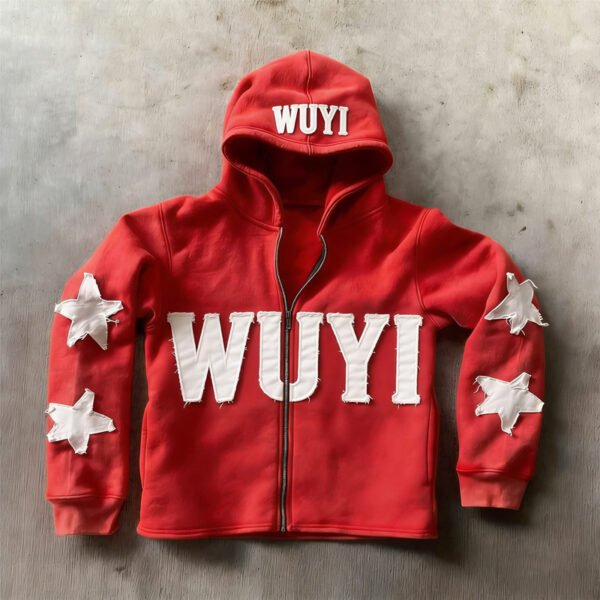 Explore More Articles from WUYI Apparel Want to learn more about styling essentials hoodies or other apparel tips? Check out some of our other helpful articles: Wearing Black to a Wedding: A Modern Etiquette Guide Rainwear Jackets: The Perfect Fusion of Fashion and Function How To Measure Clothes Casual clothing – Casual and elegant through everyday life How to Find Your Style:An in-depth exploration of one’s own clothing style For more tips and tricks on fashion and lifestyle, don’t forget to visit our Blog Section. Head over to our Shop Page to browse our full collection and pick your favorite essentials hoodie today! Red WUYI Star Patch Zip-Up Hoodie