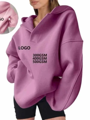 Oversized Notch Neck Hoodie