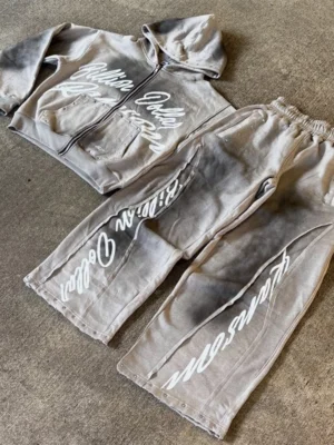 Washed Zip Hoodie Wide Leg Pants Set Washed Zip Hoodie Wide Leg Pants Set