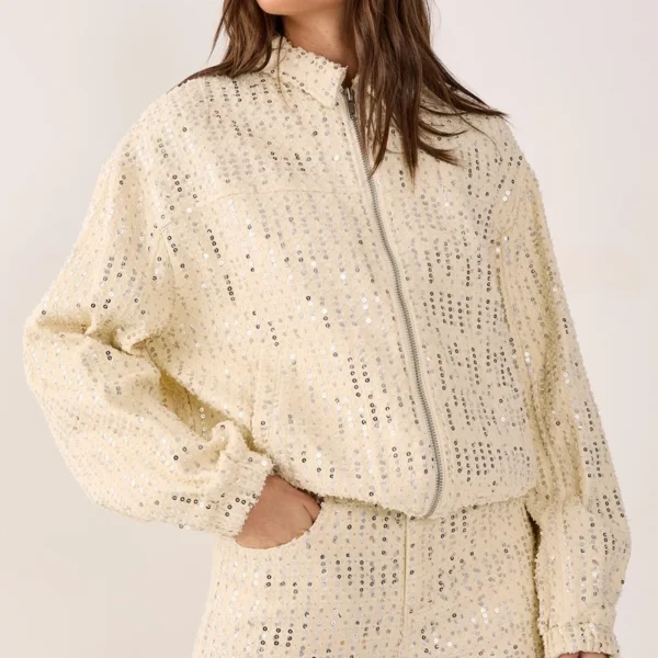 Denim Sequin Bomber Jacket Denim Sequin Bomber Jacket