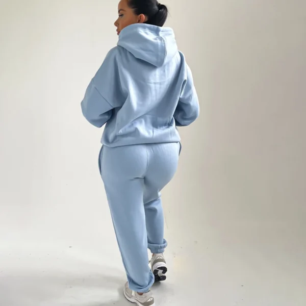 Oversized Pullover Hoodie Cuffed Joggers Loungewear Set