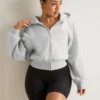 Women Cropped Zip-Up Hoodie
