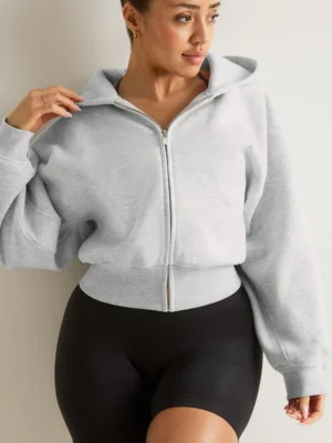 Women Cropped Zip-Up Hoodie