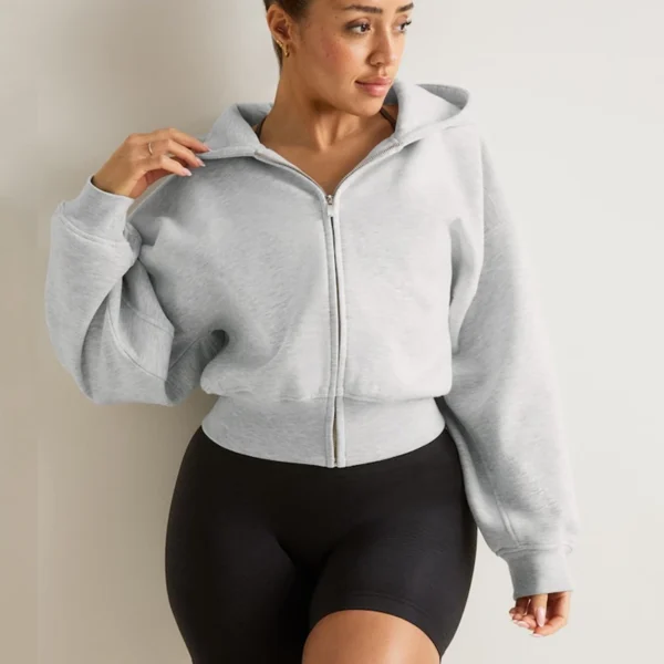 Women Cropped Zip-Up Hoodie