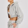 Women Cropped Zip-Up Hoodie