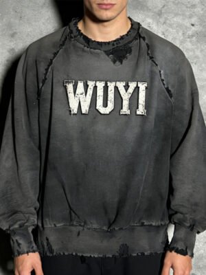 WUYI Washed Distressed Sweatshirt WUYI Washed Distressed Sweatshirt