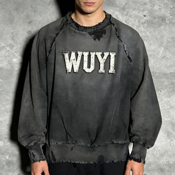 WUYI Washed Distressed Sweatshirt WUYI Washed Distressed Sweatshirt