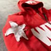 Red WUYI Star Patch Zip-Up Hoodie Red WUYI Star Patch Zip-Up Hoodie