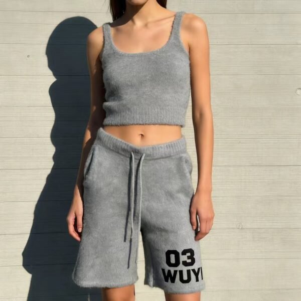 WUYI 03 Fuzzy Grey Sweat Shorts