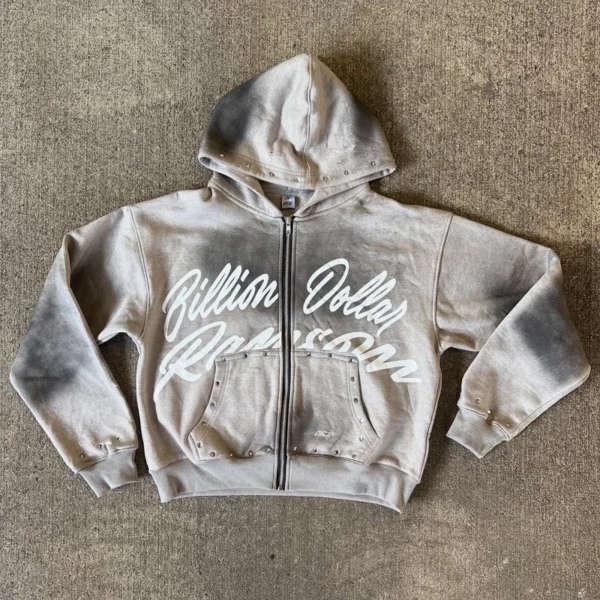 Washed Zip Hoodie Wide Leg Pants Set