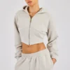 Women Cropped Zip-Up Hoodie