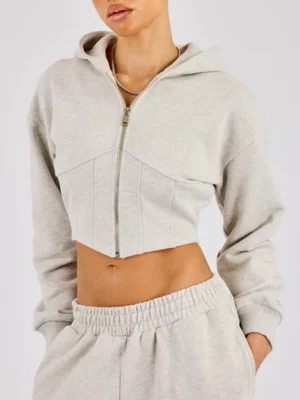 Women Cropped Zip-Up Hoodie