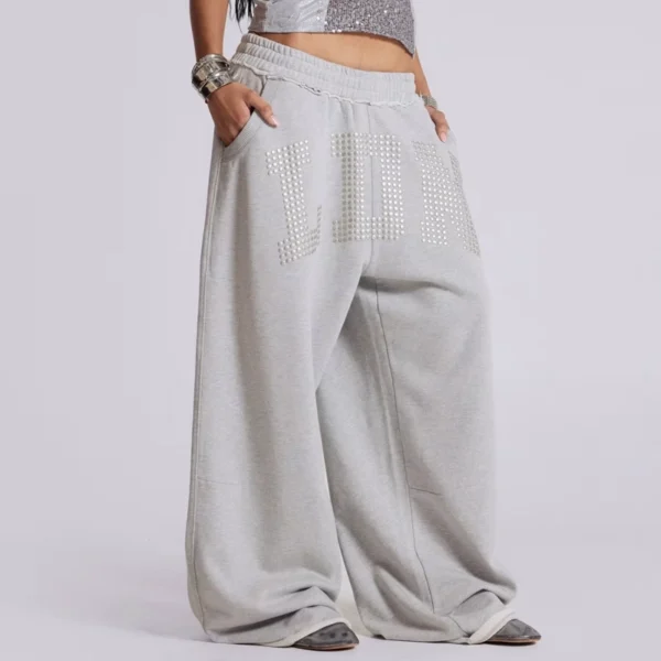 Studded wide-leg sweatpants