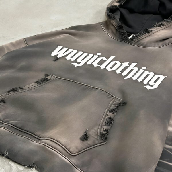 WUYICLOTHING Washed Distressed Hoodie WUYICLOTHING Washed Distressed Hoodie
