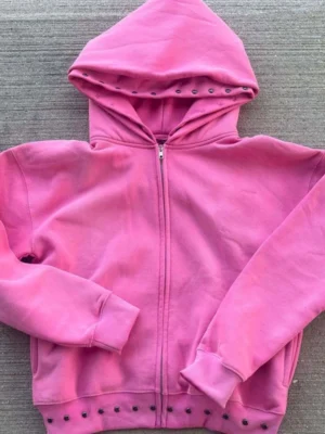 Studded Washed Zip Hooded Sweatshirt Studded Washed Zip Hooded Sweatshirt